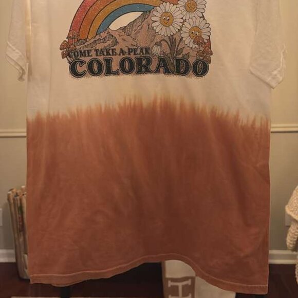 Retro Colorado Come Take A Peak Ombre Dip Dye Oversized T-Shirt - Picture 6 of 8